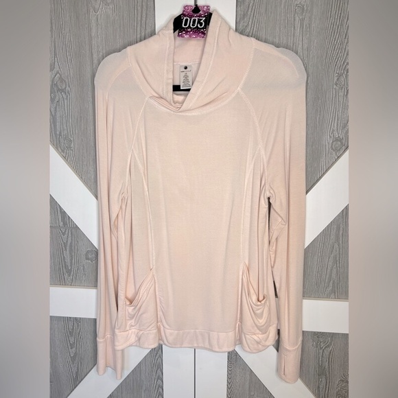 003. Yogalicious Relaxed Cross Neck Light Pink Sweatshirt Women's L - Picture 1 of 12
